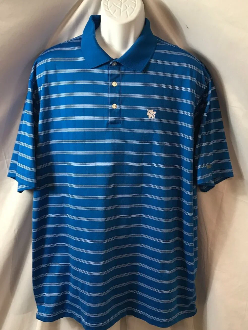 Nike Tiger Woods Collection Blue/White Banded Athletic Sport Cut Polo Shirt